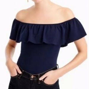 J. Crew ruffled top navy bodysuit, size xs
